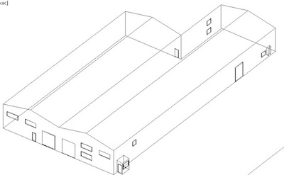 7. Трехмерная объемная модель здания ангара в программе AutoCAD (формат DWG)