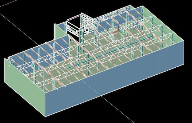 5. Трехмерная 3D модель промышленного здания, выполненная по результатам лазерного сканирования