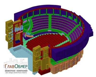 2. 3D модель зрительного зала театра, выполнена на основе данных трехмерного лазерного сканирования