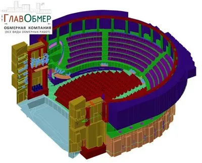 3. Трехмерная модель помещениясцены и зрительного зала