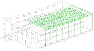 3. Трехмерная проволочная (каркасная) модель производственно-складского здания
