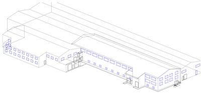 5. 3Д модель здания склада-ангара в Avtokade
