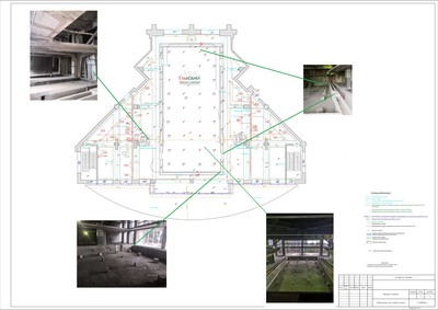 13. Обмерочный чертеж (план) помещения фитнес центра в городе Сочи, выполненный по данным лазерного сканирования