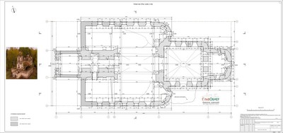 15. Лазерное сканирование старинной церкви и подготовка 2D поэтажного обмерного плана помещения