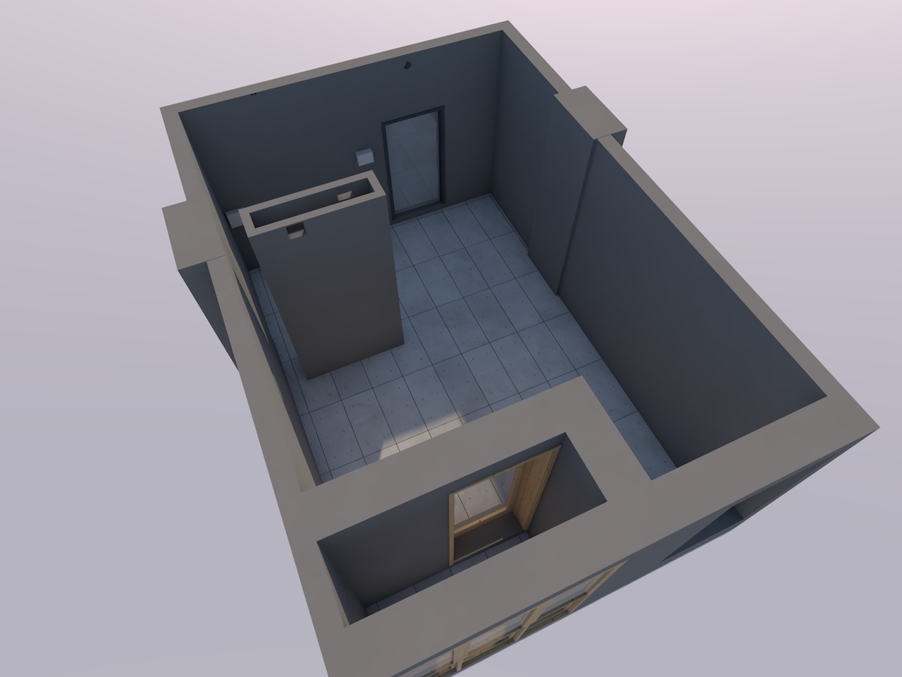 7. Archicad 3Д обмер квартиры однокомнатной для разработки проекта дизайна интерьеров